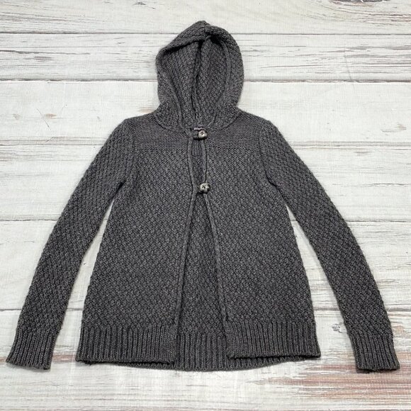 Elisabetta Collection Sweater Cardigan Coatigan Hood Button Knit Gray Size Small - Picture 11 of 16